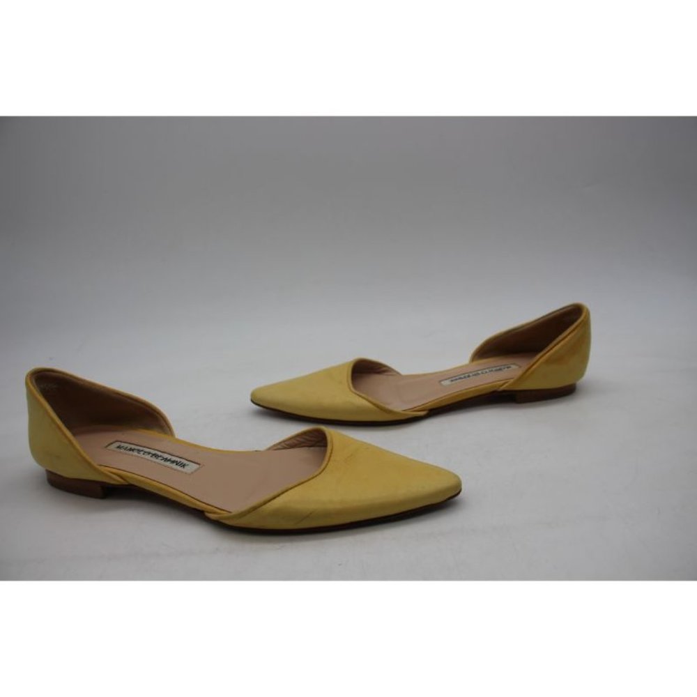 Manolo Blahnik Yellow D'Orsay Pointed-Toe Flats